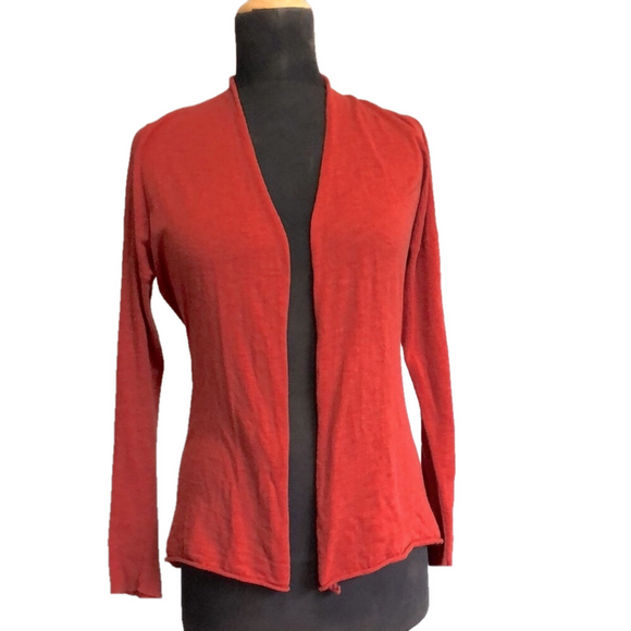 Sandwich Orange Open-Front Cardigan with Tie, Size L - Picture 5 of 7